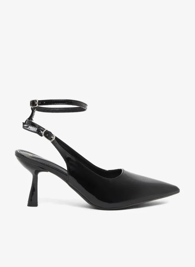 Styli Plain Pointed Toe Ankle Strap Heel Shoes