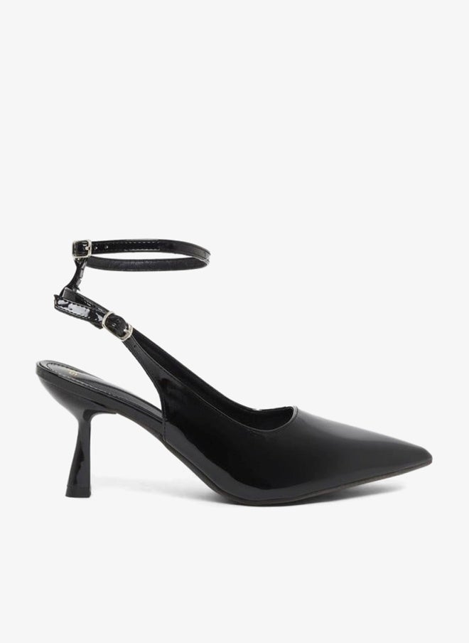 Styli Plain Pointed Toe Ankle Strap Heel Shoes - Image 1