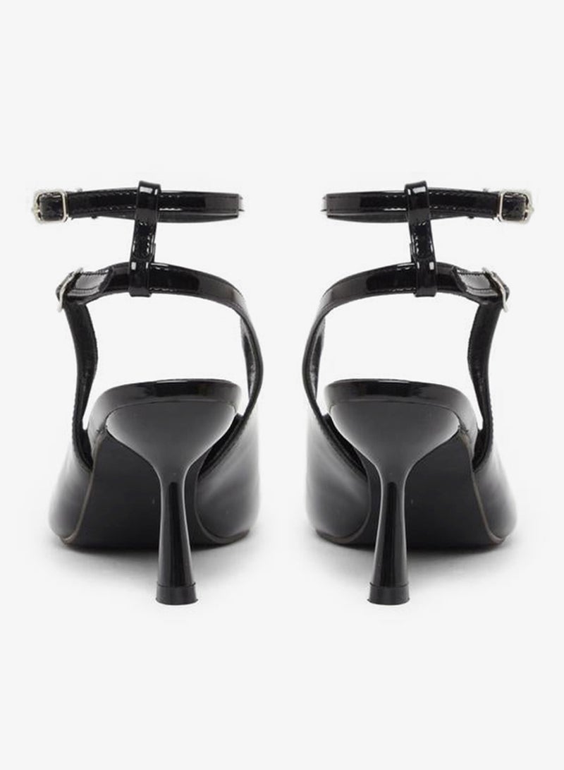 Styli Plain Pointed Toe Ankle Strap Heel Shoes - Image 4
