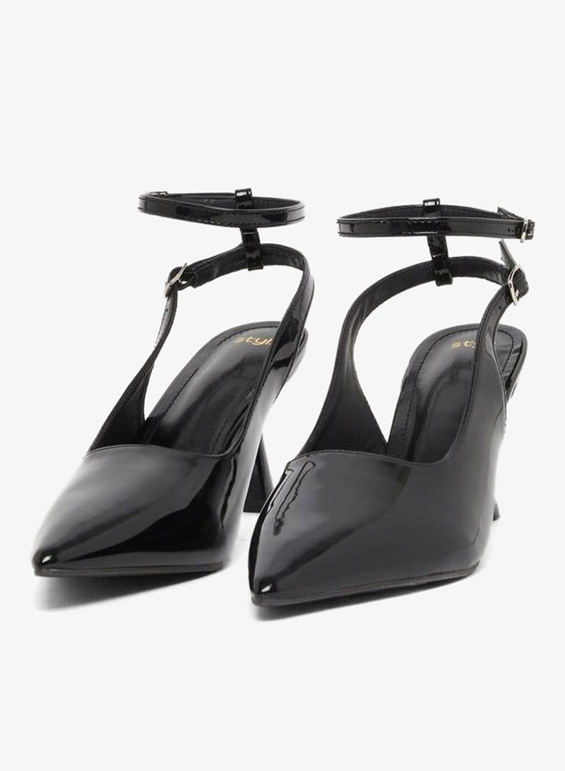 Styli Plain Pointed Toe Ankle Strap Heel Shoes - Image 2