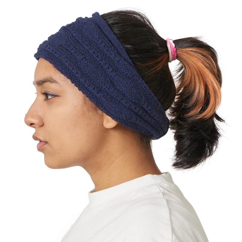 CHARM Mens Headband Lightweight Cotton - Womens Head Band Mesh Hair Accessory Unisex Wrap Navy - Image 1