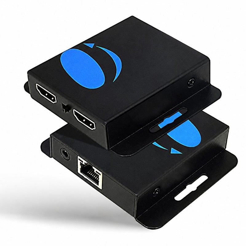 4K HDMI over Ethernet Extender for AV signal distribution, CAT6 cable, black, supports 4K@30Hz and 1080P Full HD with IR up to 164 feet, loop out, plug-and-play, DTS-HD Dolby TrueHD Deep Color - Image 1
