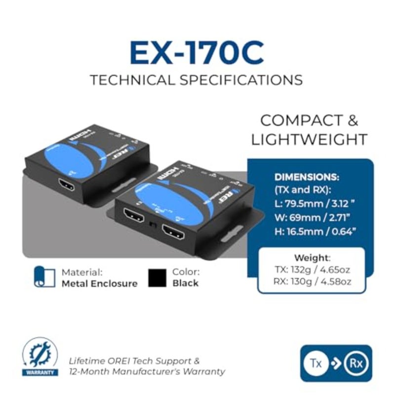 4K HDMI over Ethernet Extender for AV signal distribution, CAT6 cable, black, supports 4K@30Hz and 1080P Full HD with IR up to 164 feet, loop out, plug-and-play, DTS-HD Dolby TrueHD Deep Color - Image 5