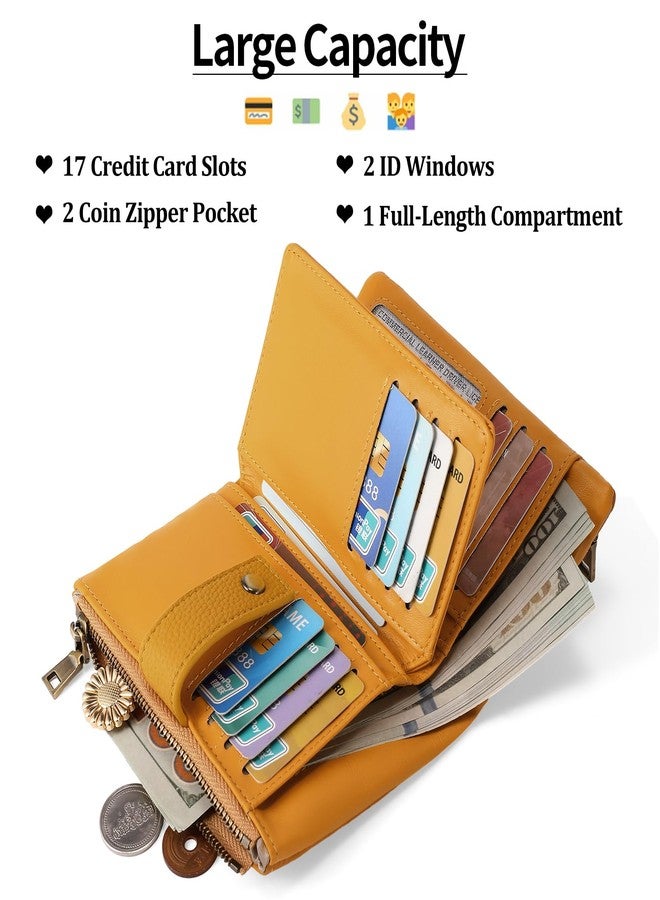 SENDEFN Small Wallet for Women Leather RFID Blocking Wristlet Wallet Credit Card Holder with Double Zipper Coin Purse Ladies Bifold Purse - Image 2