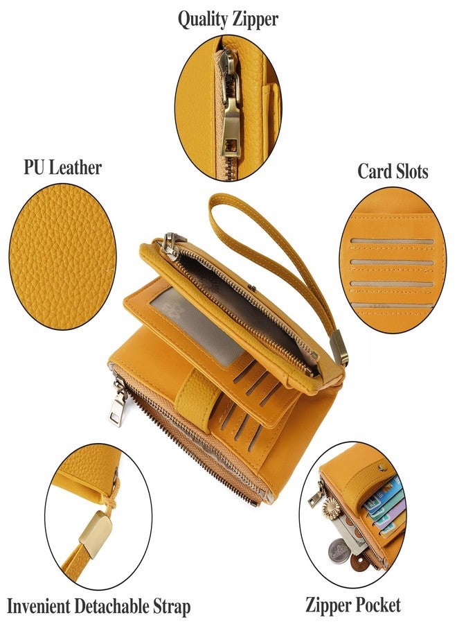 SENDEFN Small Wallet for Women Leather RFID Blocking Wristlet Wallet Credit Card Holder with Double Zipper Coin Purse Ladies Bifold Purse - Image 3