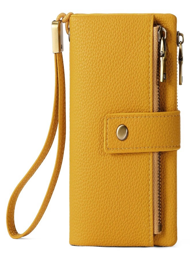 SENDEFN Small Wallet for Women Leather RFID Blocking Wristlet Wallet Credit Card Holder with Double Zipper Coin Purse Ladies Bifold Purse - Image 1