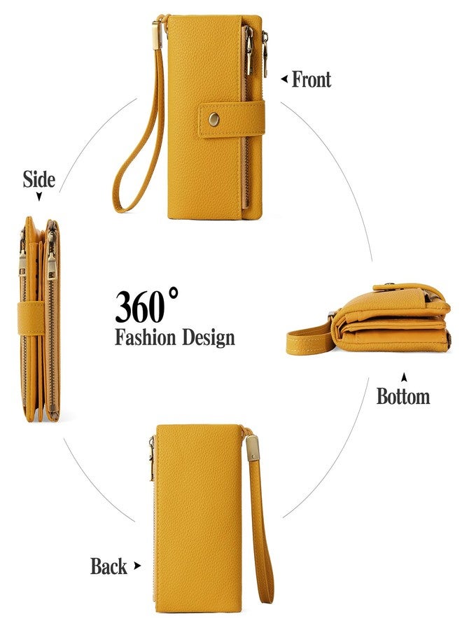 SENDEFN Small Wallet for Women Leather RFID Blocking Wristlet Wallet Credit Card Holder with Double Zipper Coin Purse Ladies Bifold Purse - Image 4