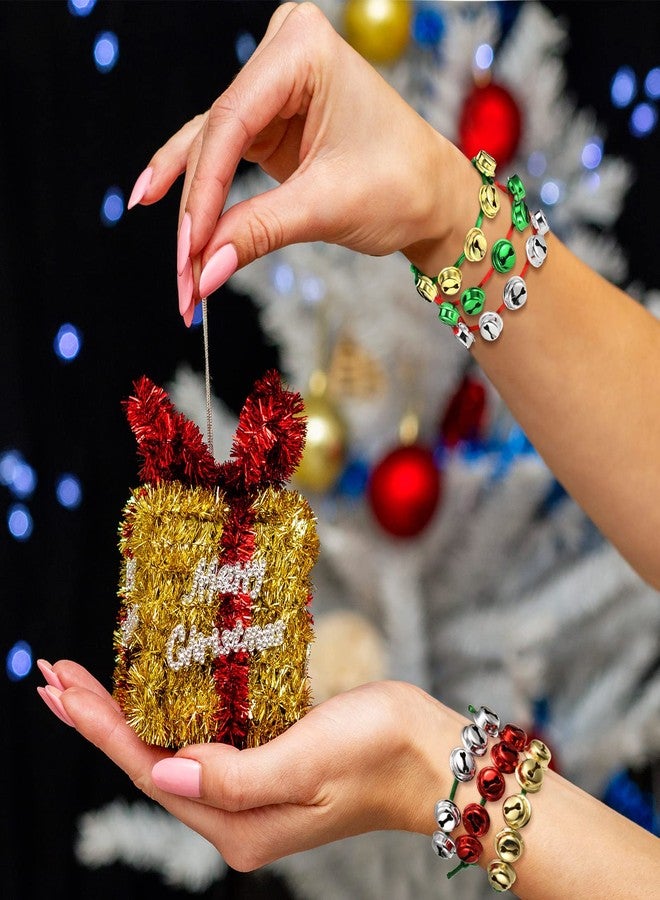 Sureio 90 Pcs Christmas Bells Bracelets Adjustable Bell Bracelets Xmas Bracelet for Kids Adults Christmas Gifts Stocking Stuffers for Christmas Holiday Party Accessories Home Decor (Gold, Silver, Green, Red) - Image 4