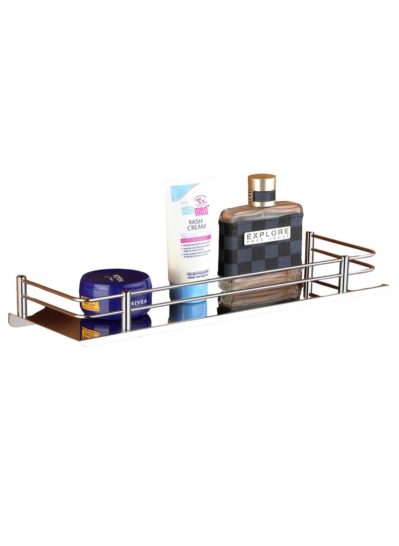 iSTAR iSTAR Stainless Steel Wall Mounted Rectangular Shelf with Railing | Stylish Multipurpose Bathroom Accessories Storage Organizer Rack for Home, Kitchen, Washroom, Shower and Hotel Use (12 x 5 Inch)  - Image 2
