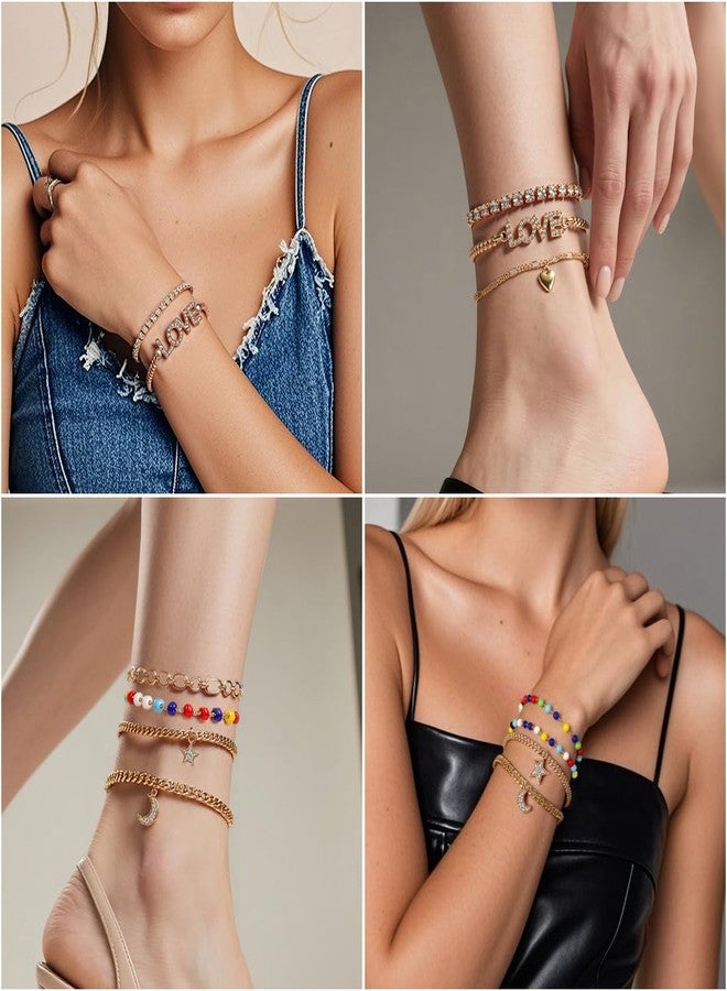 KOSMOS-LI Golden Jewelry Set Stocking Stuffers with 4pcs Necklaces, 36pcs Earrings, 22pcs Rings Collection Fashion Accessories for Women Multiple Styles and Sizes - Image 3