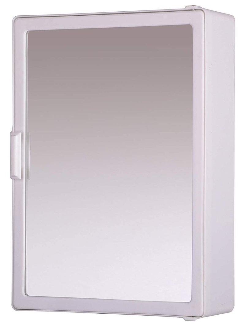 RIYA MultiPurpose Bathroom Cabinet Single Mirror Door with Storage Shelves First Aid Cabinet White 14x45x18 - Image 1