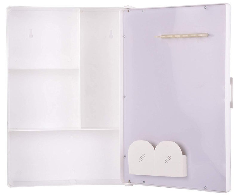 RIYA MultiPurpose Bathroom Cabinet Single Mirror Door with Storage Shelves First Aid Cabinet White 14x45x18 - Image 5