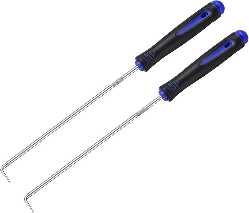 HARFINGTON 2Pcs O-Ring 90 Degree Pick,240mm Oil Seal Gasket Precision Screwdriver Puller Remover Removal Tool for Remove Hoses and Gaskets Electronics Maintenance Tools, Black Blue - Image 1