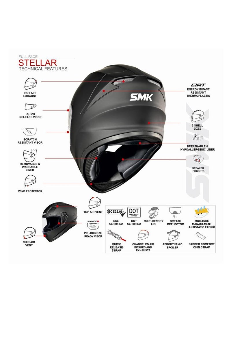 SMK Stellar Taotei GL263 Full Face Helmet, Anti Fog Visor - 70013 - Image 5