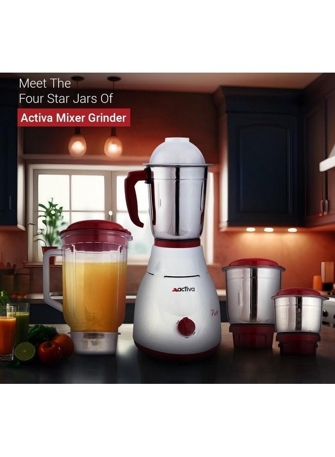 Activa ACTIVA Pluto Pro Plus Mixer Grinder 22 MM Heavy Duty Motor 650W, 4 Jars (White) 2 Year Warranty  - Image 4