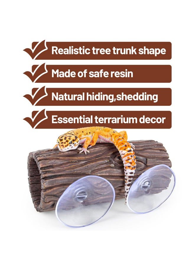 CAVACHEW Reptile Hide, Resin Hollow Log Hideout with 2pcs Powerful Suction Cup, Reptile Tank Accessories Climbing Toys Terrarium Hideaway Caves Decor for Gecko, Lizard, Snakes, Hermit Crabs, Forgs - Image 2