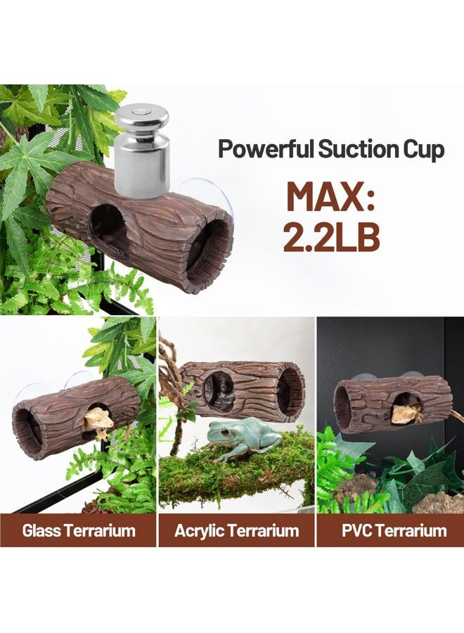 CAVACHEW Reptile Hide, Resin Hollow Log Hideout with 2pcs Powerful Suction Cup, Reptile Tank Accessories Climbing Toys Terrarium Hideaway Caves Decor for Gecko, Lizard, Snakes, Hermit Crabs, Forgs - Image 3