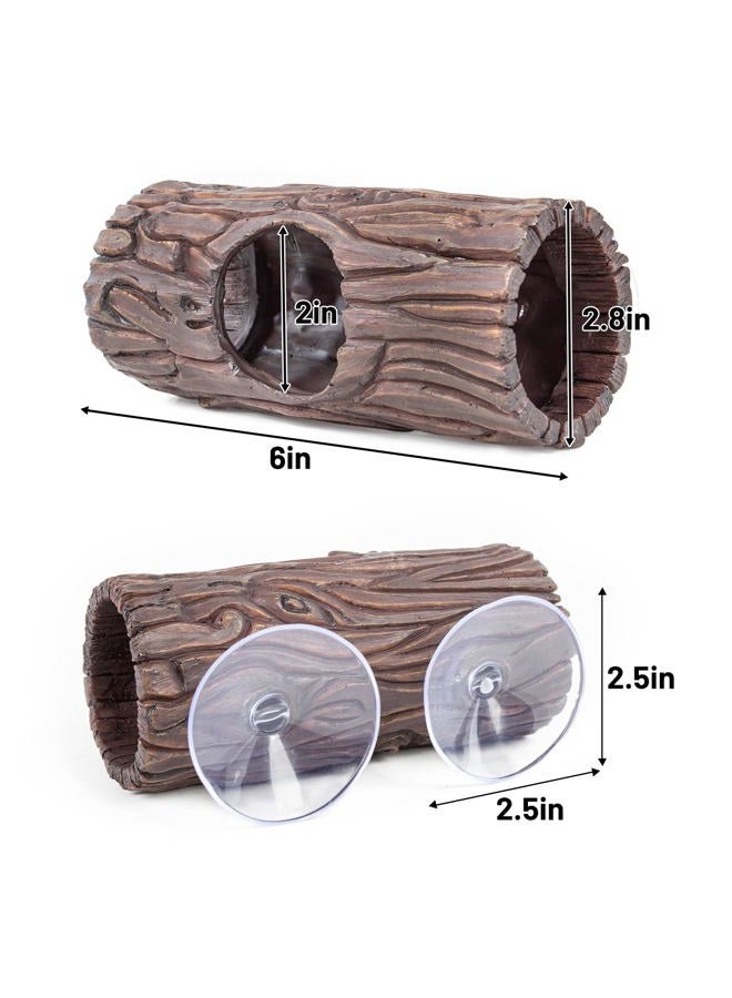 CAVACHEW Reptile Hide, Resin Hollow Log Hideout with 2pcs Powerful Suction Cup, Reptile Tank Accessories Climbing Toys Terrarium Hideaway Caves Decor for Gecko, Lizard, Snakes, Hermit Crabs, Forgs - Image 5