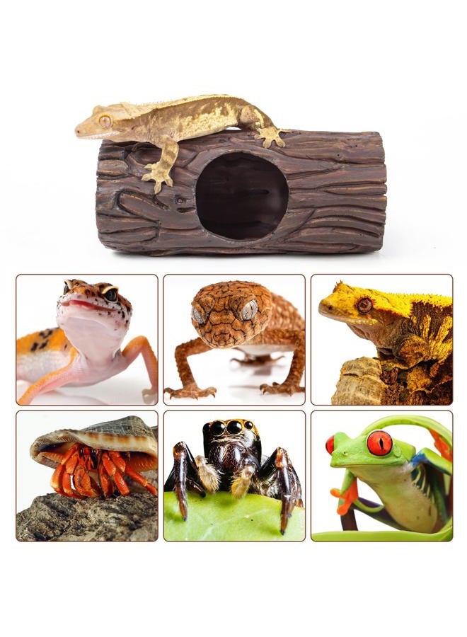 CAVACHEW Reptile Hide, Resin Hollow Log Hideout with 2pcs Powerful Suction Cup, Reptile Tank Accessories Climbing Toys Terrarium Hideaway Caves Decor for Gecko, Lizard, Snakes, Hermit Crabs, Forgs - Image 4