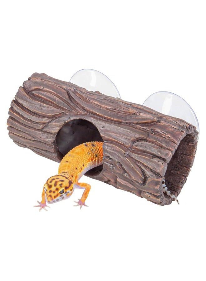 CAVACHEW Reptile Hide, Resin Hollow Log Hideout with 2pcs Powerful Suction Cup, Reptile Tank Accessories Climbing Toys Terrarium Hideaway Caves Decor for Gecko, Lizard, Snakes, Hermit Crabs, Forgs - Image 1