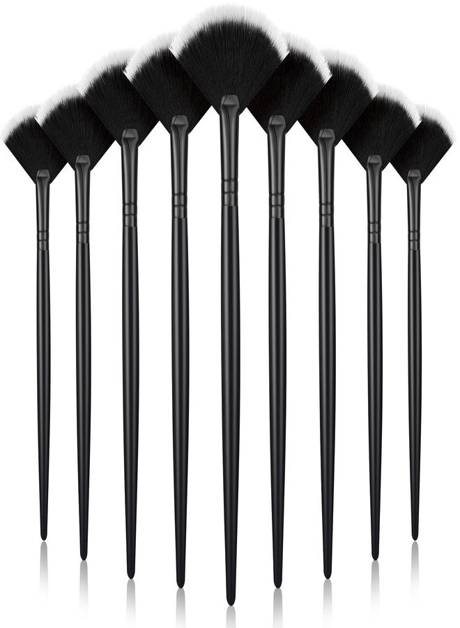 Maitys 9 Pieces Facial Fan Mask Brushes, Soft Facial Applicator Brushes Tools for Peel Glycolic Makeup for Mud Cream(Black with White) - Image 1