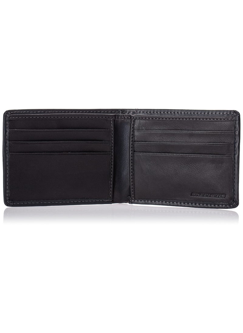 SKECHERS Skechers Mens Passcase RFID Leather Wallet with Flip Pocket, Black Smooth, One Size  - Image 5