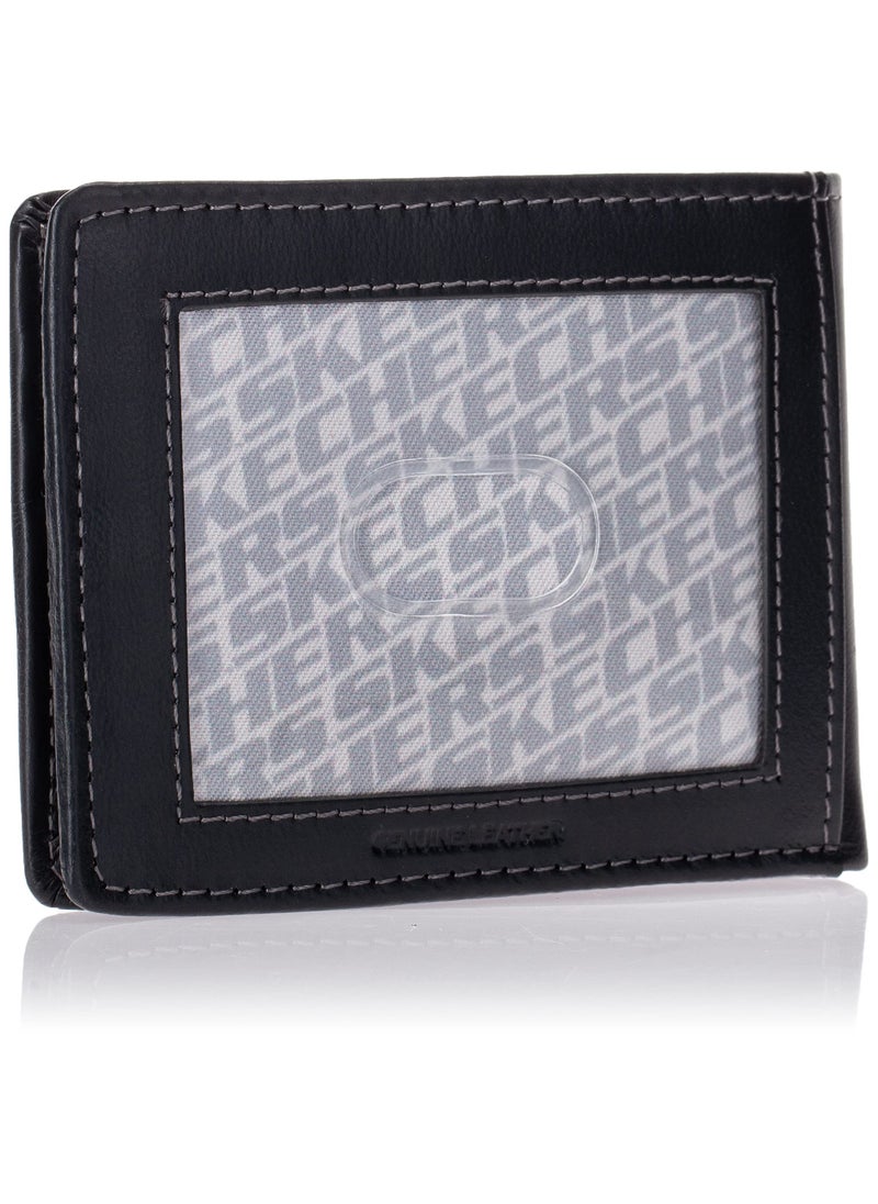 SKECHERS Skechers Mens Passcase RFID Leather Wallet with Flip Pocket, Black Smooth, One Size  - Image 2