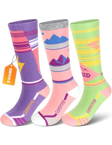 Supertrip Kids Merino Wool Ski Socks 3 Pairs Boys Girls Youth Thermal Winter Warm Thick Socks for Skiing Snowboarding - Image 2