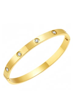 Lee Yon Love Bracelet Bangle for Women Gilrs with Cubic Zirconia Stones Stainless Steel Hinged Jewelry with Crystal Oval Bracelet Best Gifts for Love with Valentine's Day Birthday, Gold  - Image 2