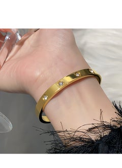 Lee Yon Love Bracelet Bangle for Women Gilrs with Cubic Zirconia Stones Stainless Steel Hinged Jewelry with Crystal Oval Bracelet Best Gifts for Love with Valentine's Day Birthday, Gold  - Image 3