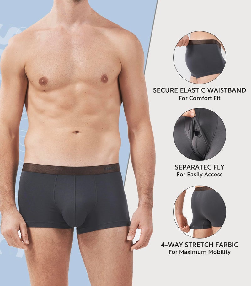 Separatec Men's Underwear Trunks, Soft Underwear Trunks Rayon Made from Bamboo, Dual Pouch Trunks for Men - Image 5