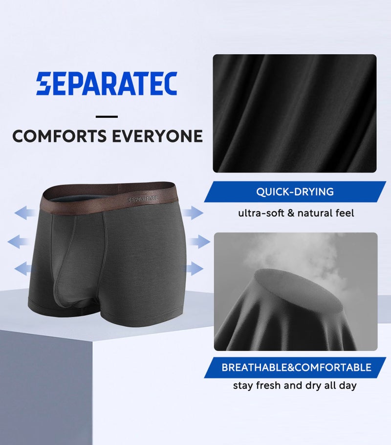 Separatec Men's Underwear Trunks, Soft Underwear Trunks Rayon Made from Bamboo, Dual Pouch Trunks for Men - Image 4