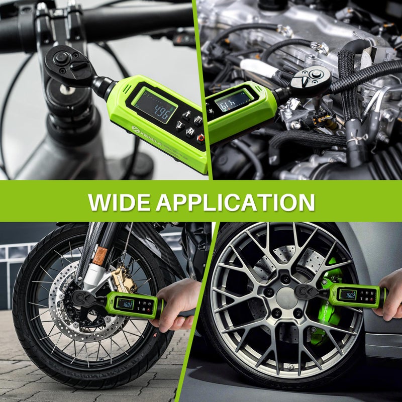 XEIMILE Digital Torque Wrench 1/4" Drive-4-266In.Lb/0.45-30N.m, Electric Torque Wrench With Vibration Buzzer LED Indicator,Â±2% Accuracy Five Units for Bike Motorcycle Car Auto Repair,DIY,Green Black - Image 5