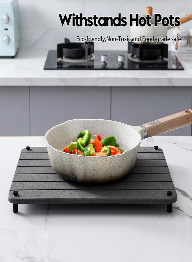 Razborci Sink Caddy Kitchen Sink Organizer, Water Absorbing Stone Tray for Sink,Diatomite Bathroom Counter Tray,Faucet Drying Mat Protector Dish Rack Riser Vanity Dispenser Sponge Holder,Dark Gray 16" x 12" - Image 4