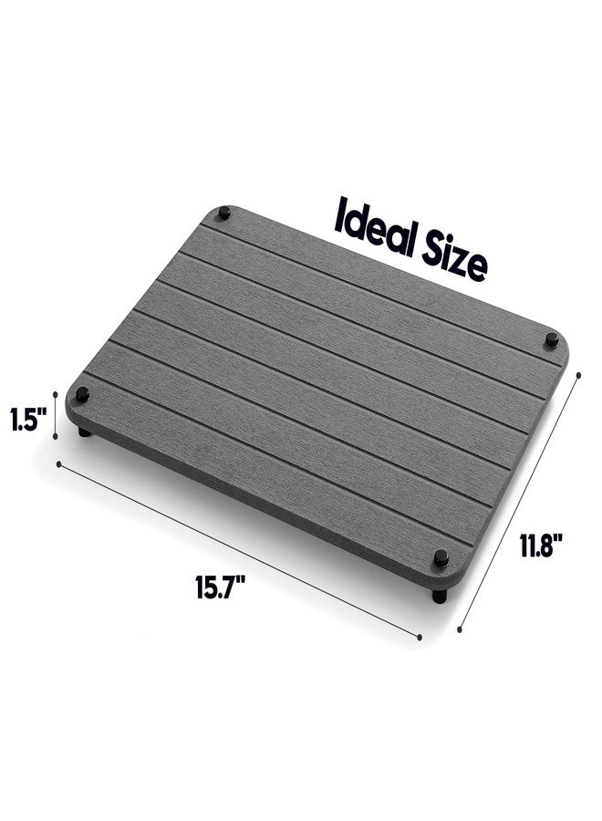 Razborci Sink Caddy Kitchen Sink Organizer, Water Absorbing Stone Tray for Sink,Diatomite Bathroom Counter Tray,Faucet Drying Mat Protector Dish Rack Riser Vanity Dispenser Sponge Holder,Dark Gray 16" x 12" - Image 3