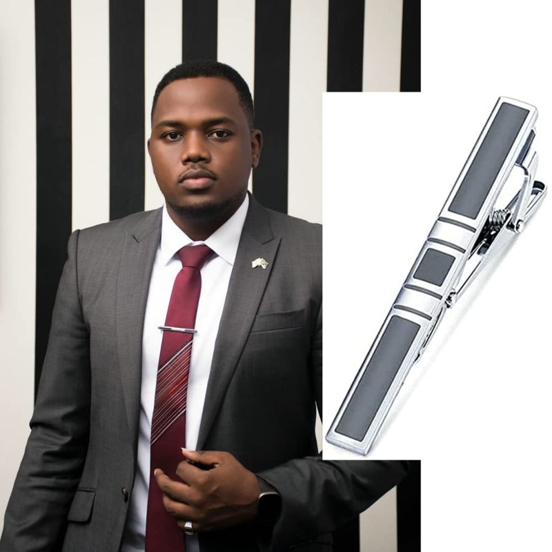 MOZETO Tie Clip 4-pcs Silver Tie Bar Set for Regular Ties Business Style Tie Clips for Men - Image 4
