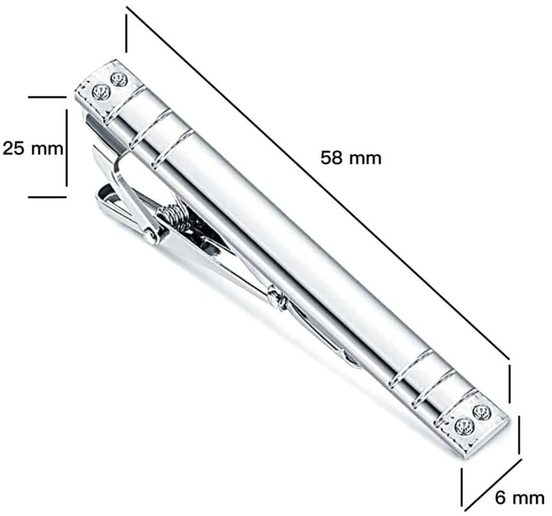MOZETO Tie Clip 4-pcs Silver Tie Bar Set for Regular Ties Business Style Tie Clips for Men - Image 2