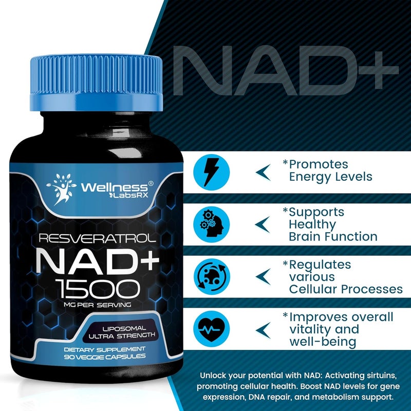 WELLNESS LABSRX NAD Supplement 1500mg  USA Made Liposomal NAD Supplement with Resveratrol NAD Plus Boosting  Support Cellular Health Stamina  Healthy Aging  Ultra Strength Capsules - Image 3