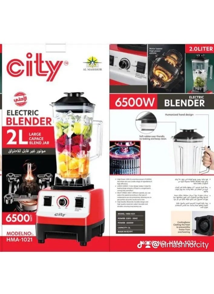 City City Pixar Alazaz 6500 Watt Adjustable 2 Liter Multifunctional Blender and Juicer  - Image 2