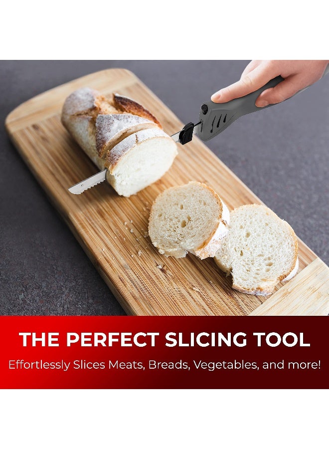 Mueller Mueller UltraCarver Electric Knife for Meat Slicing Turkey Carving Knife Bread Slicer Crafting Foam Stainless Steel Blades Powerful Motor Ergonomic Handle Serving Fork Included Grey - Image 4