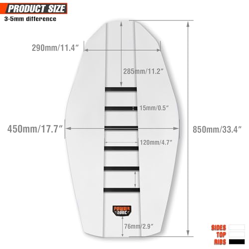 MCHMFG Motorcycle Universal Seat Cover Non-Slip Rubber Striped Gripper Soft Sewing for CRF WR WRF RMZ YZF SXF EXC EXC XC SX CR KLX Dirt Pit Bike Motocross Off Road (White) - Image 3