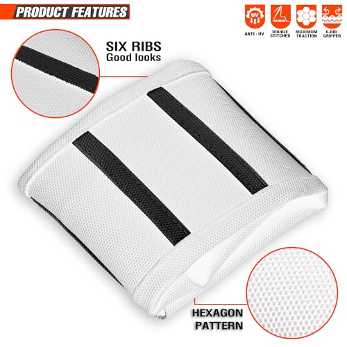 MCHMFG Motorcycle Universal Seat Cover Non-Slip Rubber Striped Gripper Soft Sewing for CRF WR WRF RMZ YZF SXF EXC EXC XC SX CR KLX Dirt Pit Bike Motocross Off Road (White) - Image 5