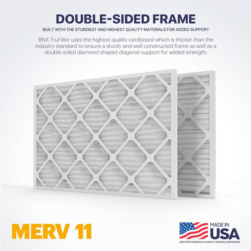 BNX TruFilter 20x30x1 Air Filter MERV 11 (4-Pack) - MADE IN USA - Allergen Defense Electrostatic Pleated Air Conditioner HVAC AC Furnace Filters for Allergies, Dust, Pet, Smoke, Allergy MPR 1200 FPR 7 - Image 4