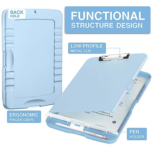 Sooez Clipboards with Storage, High Capacity Clip Boards 8.5x11 with Storage, Heavy Duty Nursing Clipboard Folder, Plastic Clipboard with Pen Holder for Women Teachers Work, School & Office Supplies - Image 2