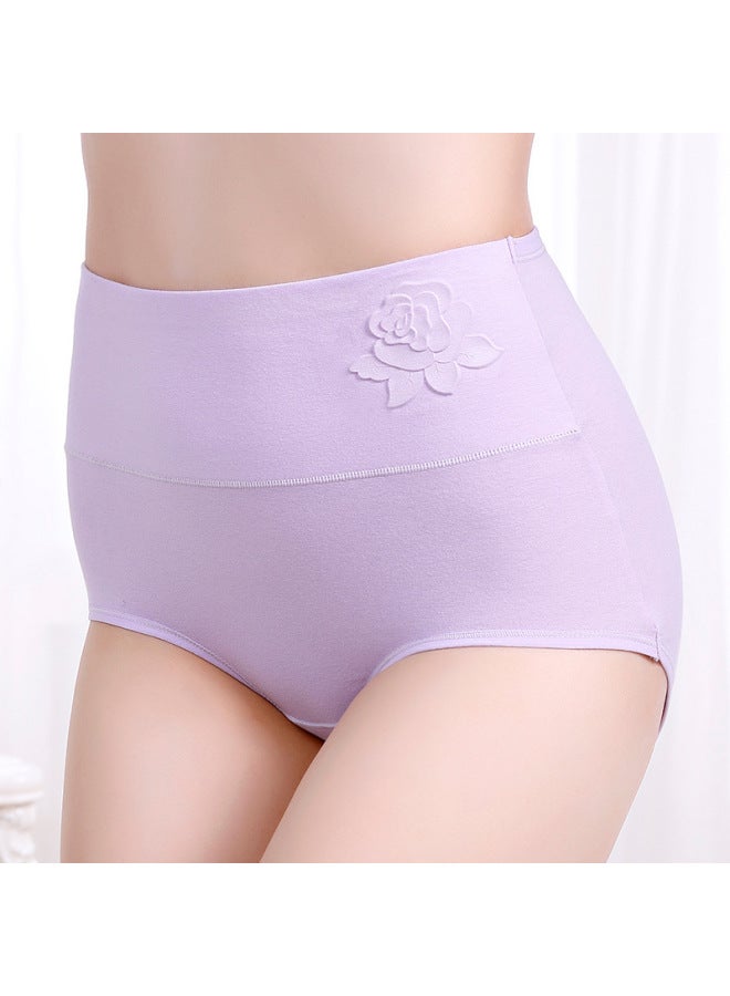 Pure Cotton High-waist Women's Underwear, Postpartum High-waist Shaping And Lifting Plus Size Underwear, Pure Cotton High-waist Embossed Underwear - Image 2