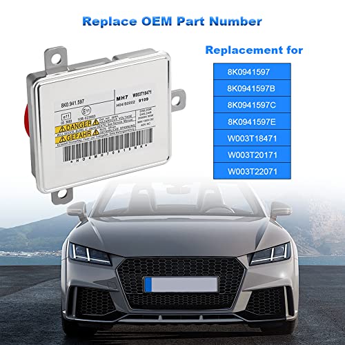 WMPHE Xenon HID Headlight Ballast Replacement for 8K0941597 Compatible with Audi A3/A4/A5/A6/A7/A8/Q7/Q5/RS5/S4/S5/S6/S7/S8, VW CC/Eos/Jetta/Tiguan/Touareg Control Unit W003T18471 W003T22071 - Image 2