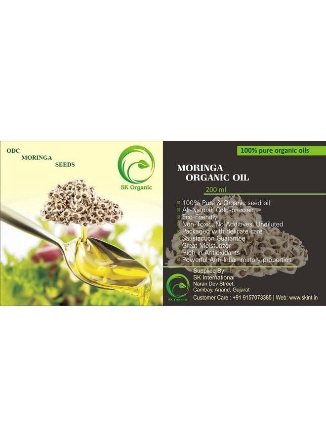 SK ORGANIC 100% Pure & Organic Coldpressed Moringa Oil (Ben Oil) 200 Ml For Hair Care And Spa  - Image 3