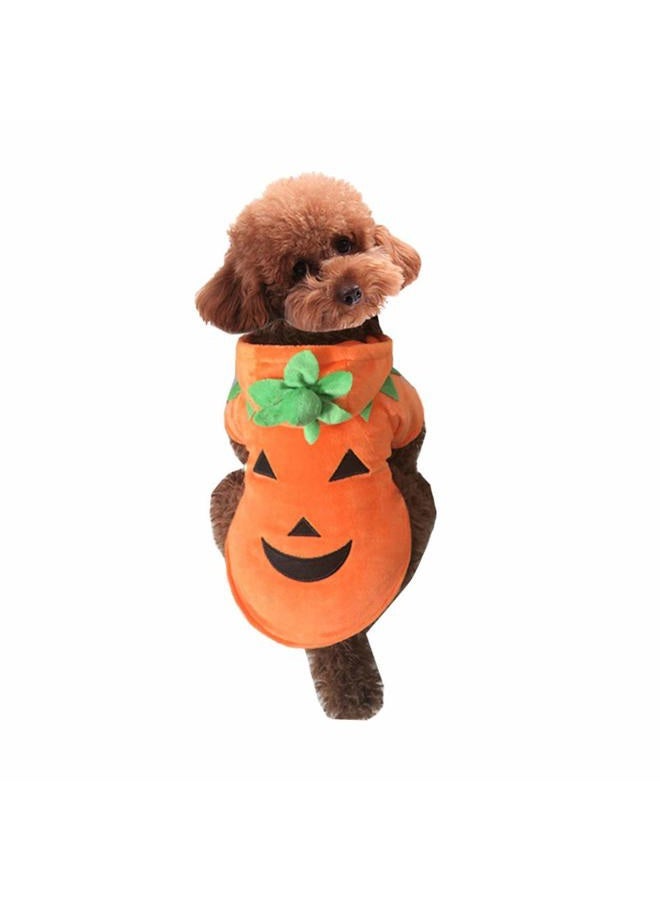 Mogoko Dog Cat Halloween Pumpkin Costumes, Funny Pet Cosplay Dress, Puppy Fleece Hoodie Coat Clothes, Animal Autumn Winter Warm Jumpsuit Outfit Apparel (XL for 12.0~18.0 lbs) - Image 1