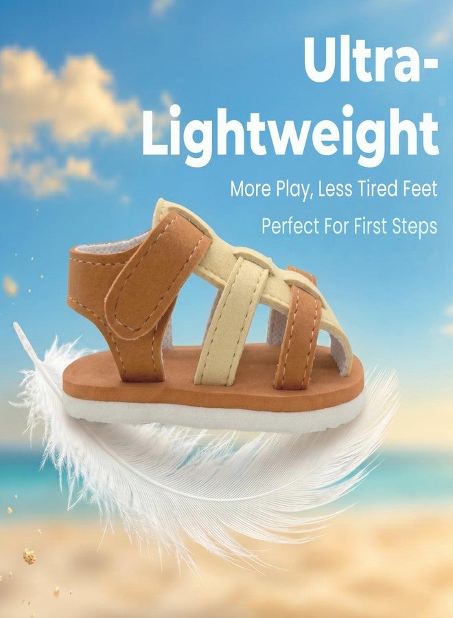 PureSole Lightweight Baby Sandals for Summer | Secure Multi-Strap Support Design | Anti-Slip Sole with Velcro Closure | Breathable Footwear for Baby Girls & Baby Boys 6-12 Months | Ideal for Casual Wear, Daily Use, Summer Outings & More (Brown) - Image 2
