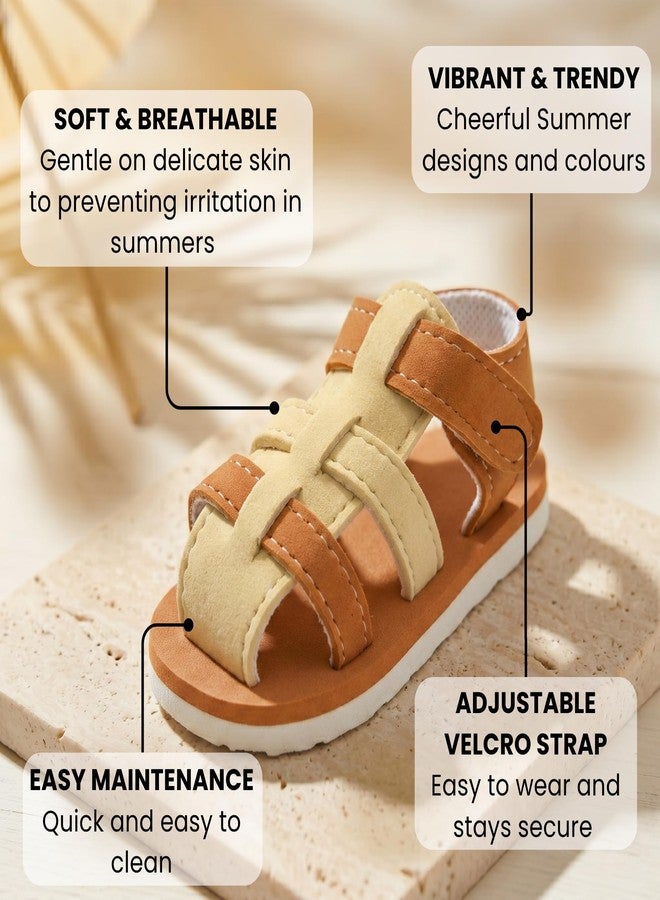 PureSole Lightweight Baby Sandals for Summer | Secure Multi-Strap Support Design | Anti-Slip Sole with Velcro Closure | Breathable Footwear for Baby Girls & Baby Boys 6-12 Months | Ideal for Casual Wear, Daily Use, Summer Outings & More (Brown) - Image 4
